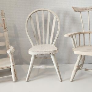 Set of 3 Rustic White Wooden Chairs